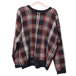 Northern reflections cotton plaid chunky knit vintage sweater size XL.
